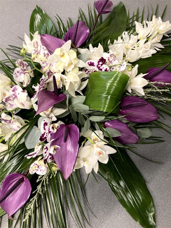 Sympathy funeral flowers Cornwall casket spray Camborne